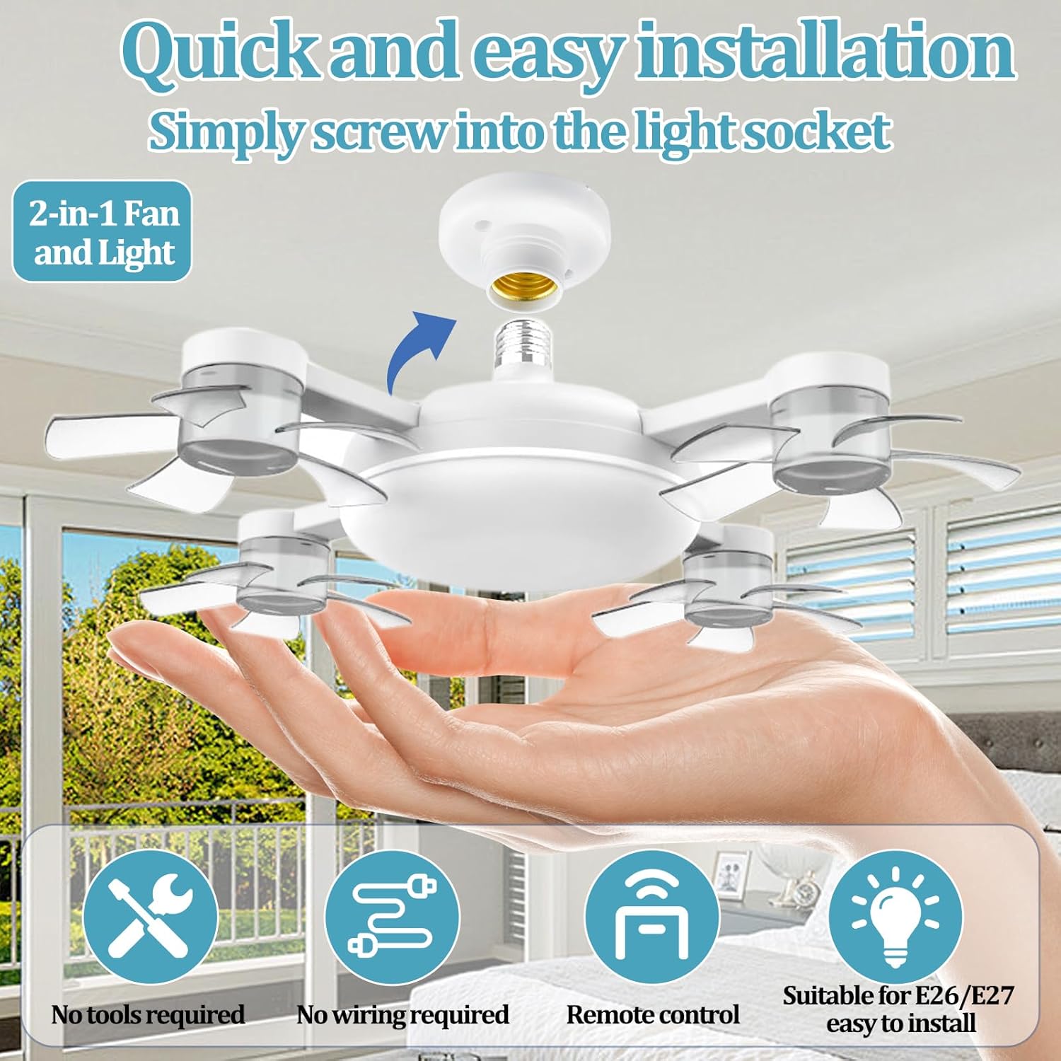 Bayonet Led Ceiling Fans with Lights and Remote 3