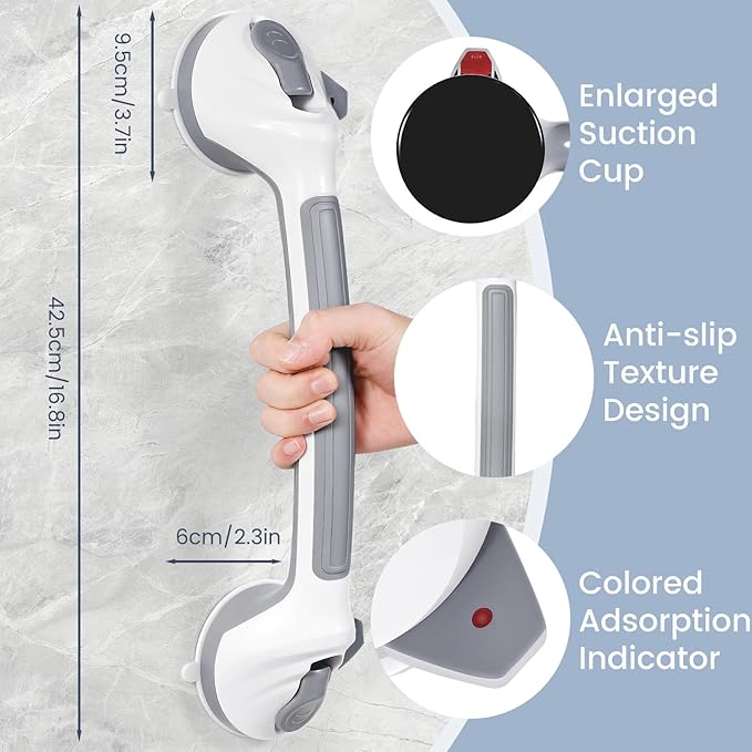 Reyiu Grab Bars for Shower, 16.5 Inch Shower Handle with Safety Indicators