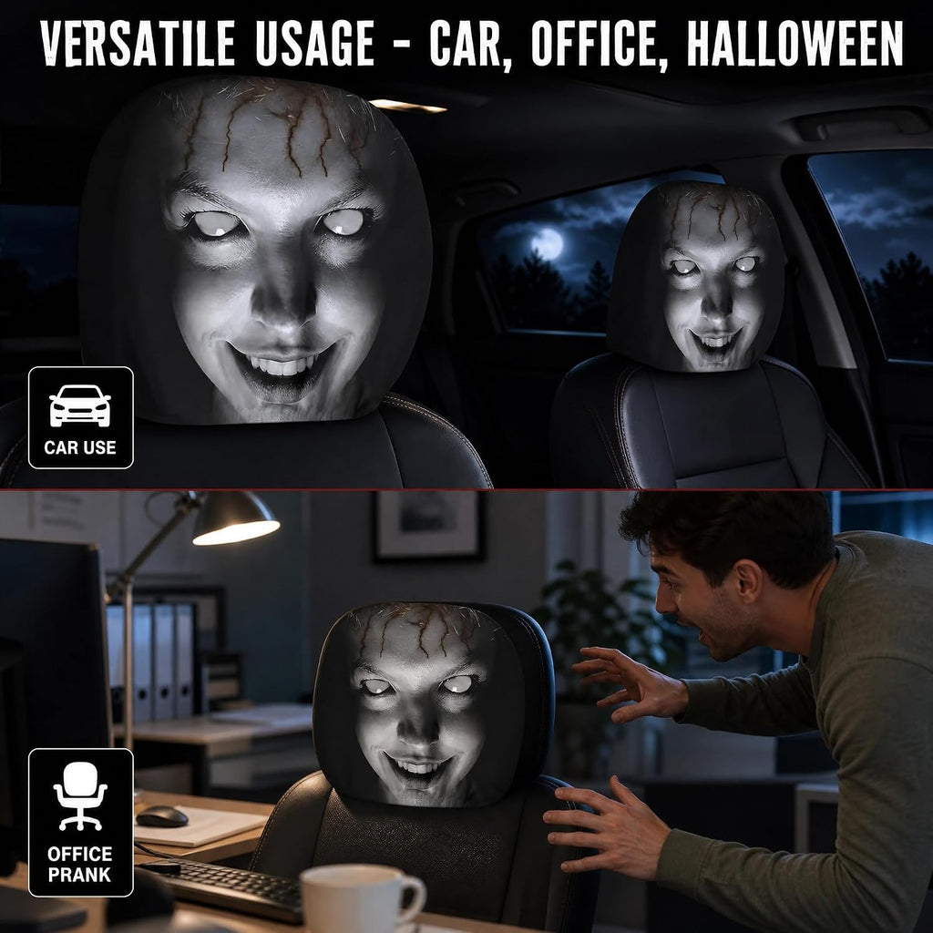 2 Pack Scary Headrest Covers for Cars