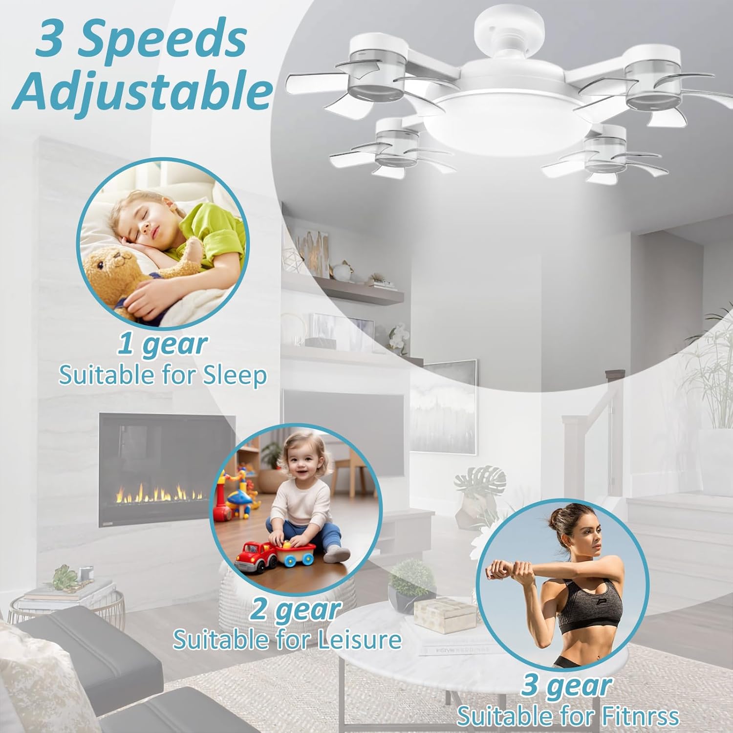 Bayonet Led Ceiling Fans with Lights and Remote 3