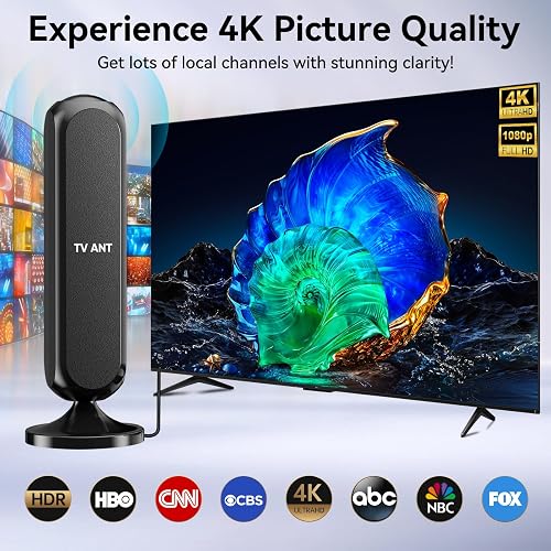 Antena de TV digital para interiores para Smart TV - 4K 1080p HD