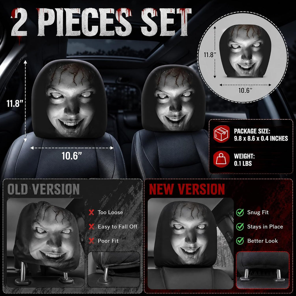 2 Pack Scary Headrest Covers for Cars
