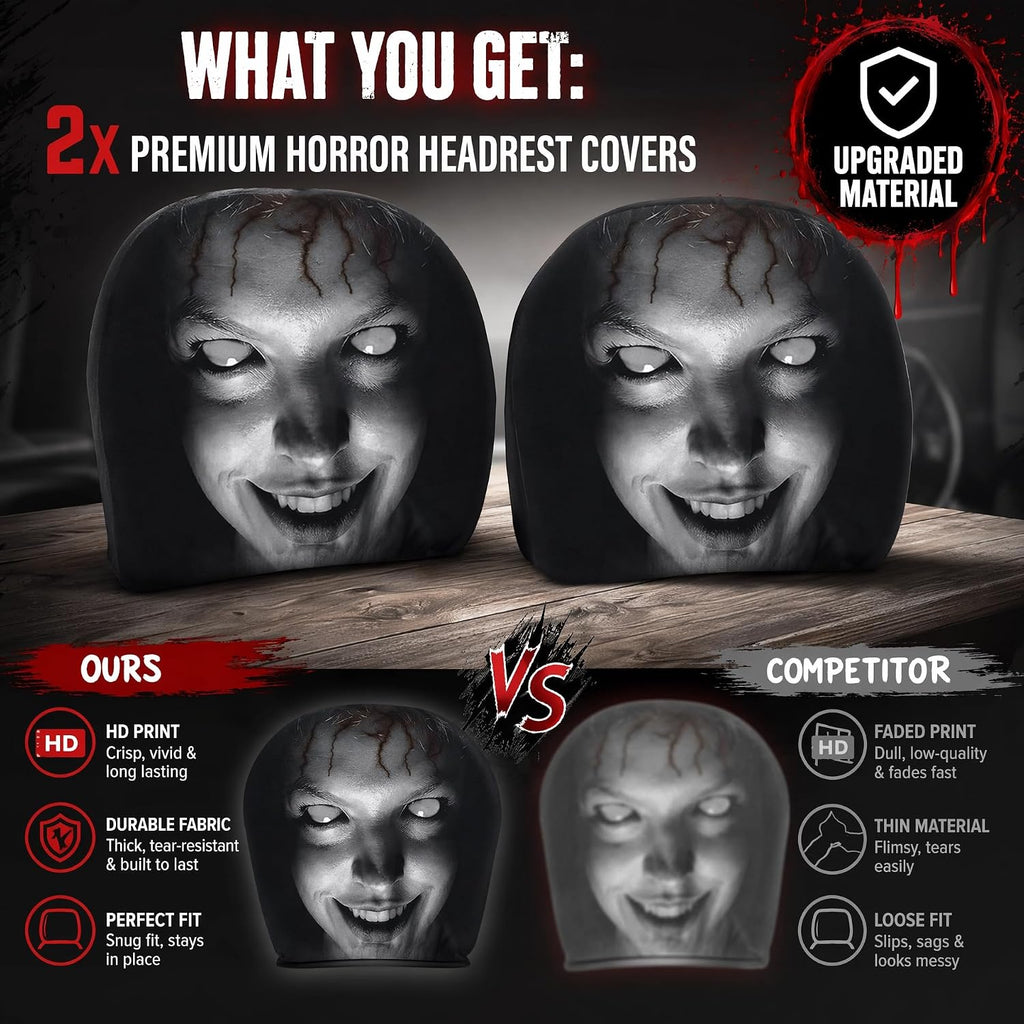 2 Pack Scary Headrest Covers for Cars